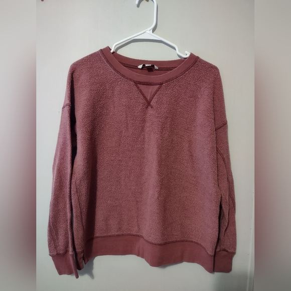 American Eagle Women's Reverse Fleece Crewneck Sweatshirt Rose Colored Size M - Picture 2 of 7